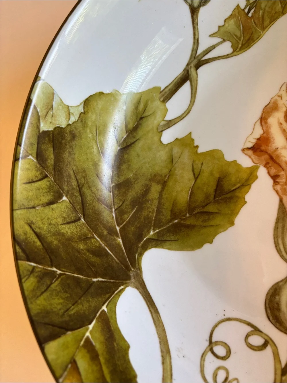 Williams Sonoma Botanical Pumpkin Large Serving Bowl Thanksgiving Autumn 14”